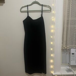 Express Black Midi Dress with Spaghetti Straps
